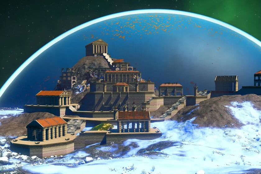 Construir una pulvínulo frecuente era demasiado casquivana, así que este deportista se ha montado una pequeña ciudad griega en No Man’s Sky