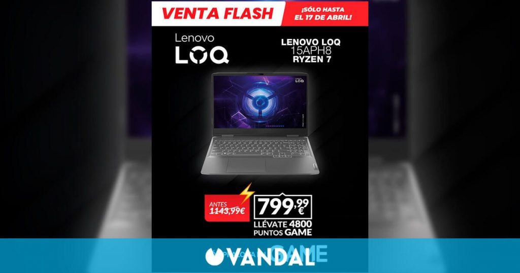 Consigue un ordenador portátil Lenovo LOQ 15APH8 de proposición en GAME por 799,99 euros