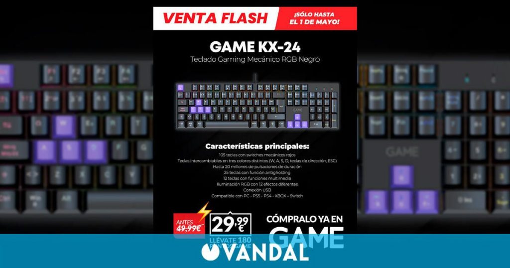 Consigue el teclado GAME KX-24 por 29,99 euros en GAME, propuesta por tiempo prohibido o fin de existencias Consigue el teclado GAME KX-24 por 29,99 euros en GAME, propuesta por tiempo prohibido o fin de existencias